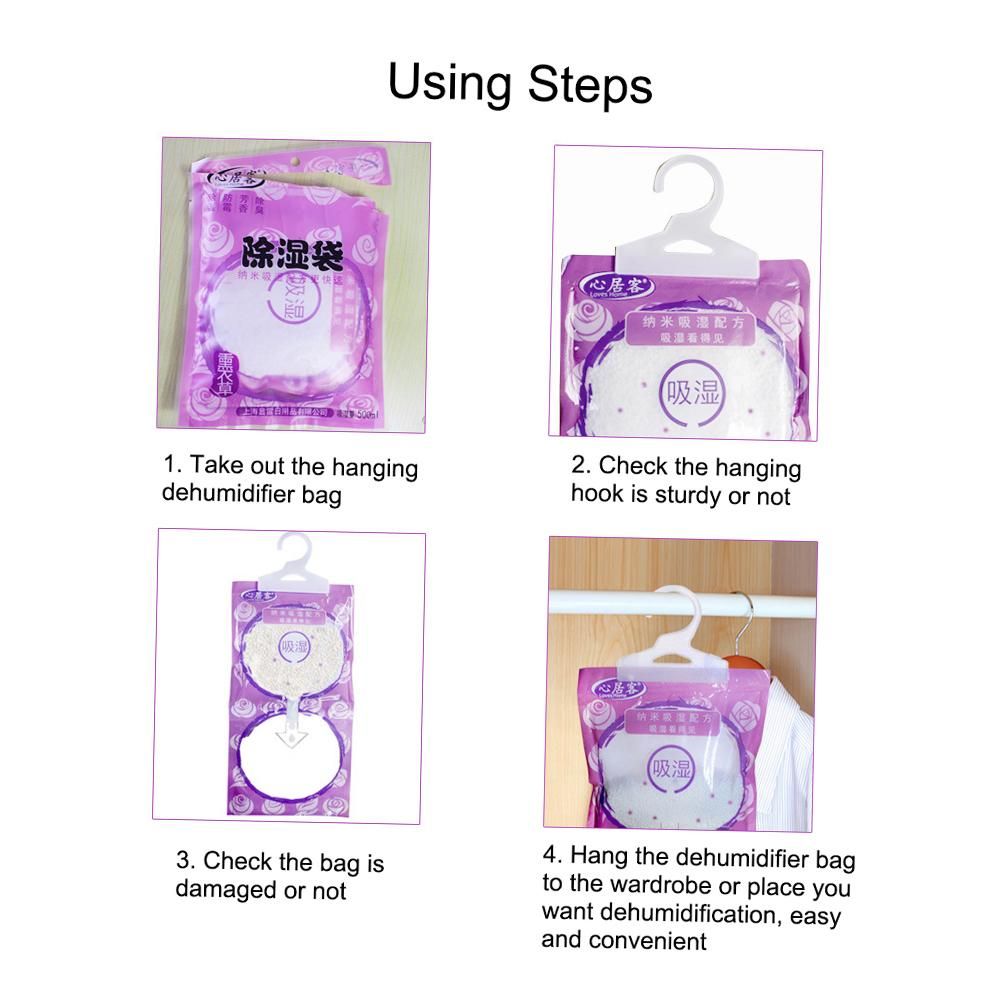 Moisture-proof Mildewproof Desiccant Moisture Absorber Lavender Scented Hanging Dehumidifier Bag for Home Bedroom Wardrobe Closet Drying Agent Dehumidification Bag