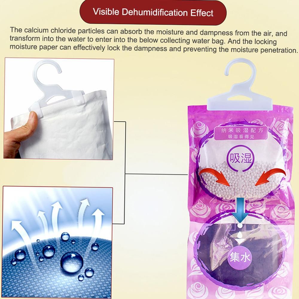 Moisture-proof Mildewproof Desiccant Moisture Absorber Lavender Scented Hanging Dehumidifier Bag for Home Bedroom Wardrobe Closet Drying Agent Dehumidification Bag