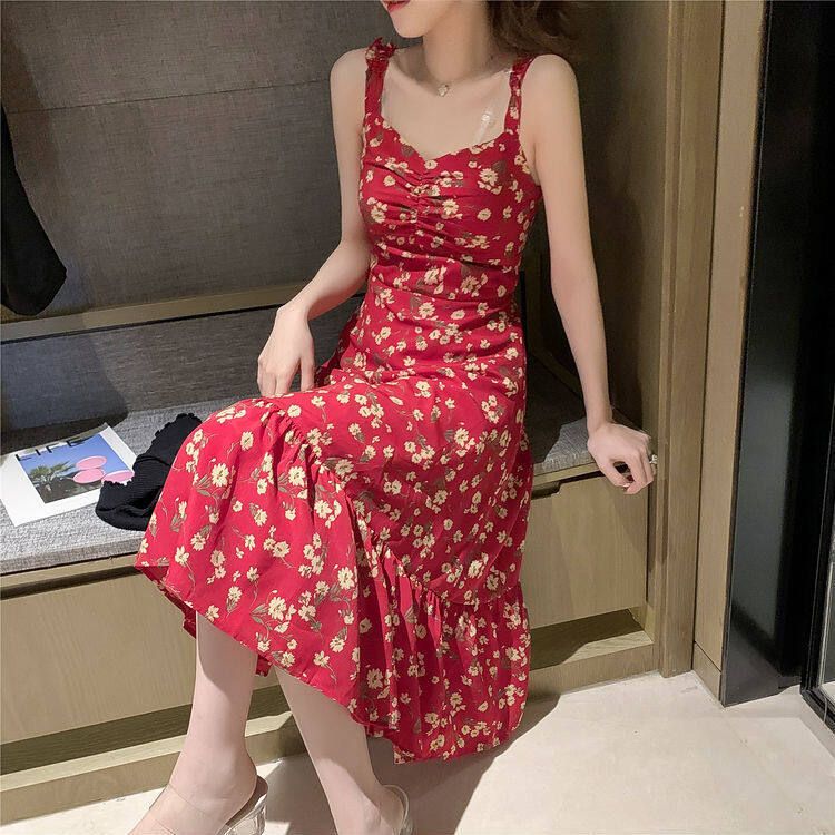 French Gentle Wind Dress Woman Xia 2021 New Broken Flower