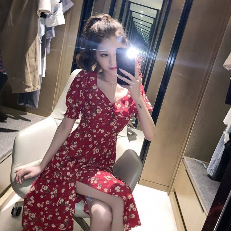 French Gentle Wind Dress Woman Xia 2021 New Broken Flower