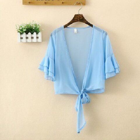 Summer Chiffon Cardigan Small Shawl With Sling Dress Skir