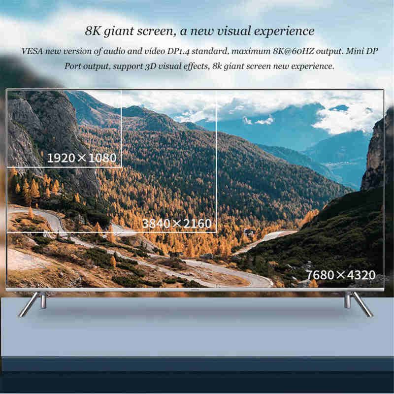 USB Type C To Mini DP Displayport 8K 60HZ Converter-Grey
