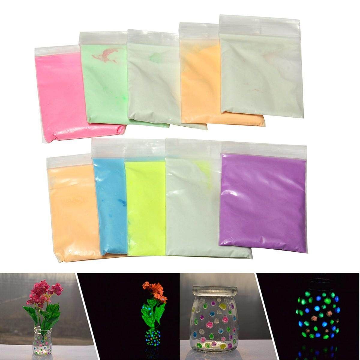 10PCS 10g Random Glow In The Dark Luminous Bright Pigment Graffiti Party