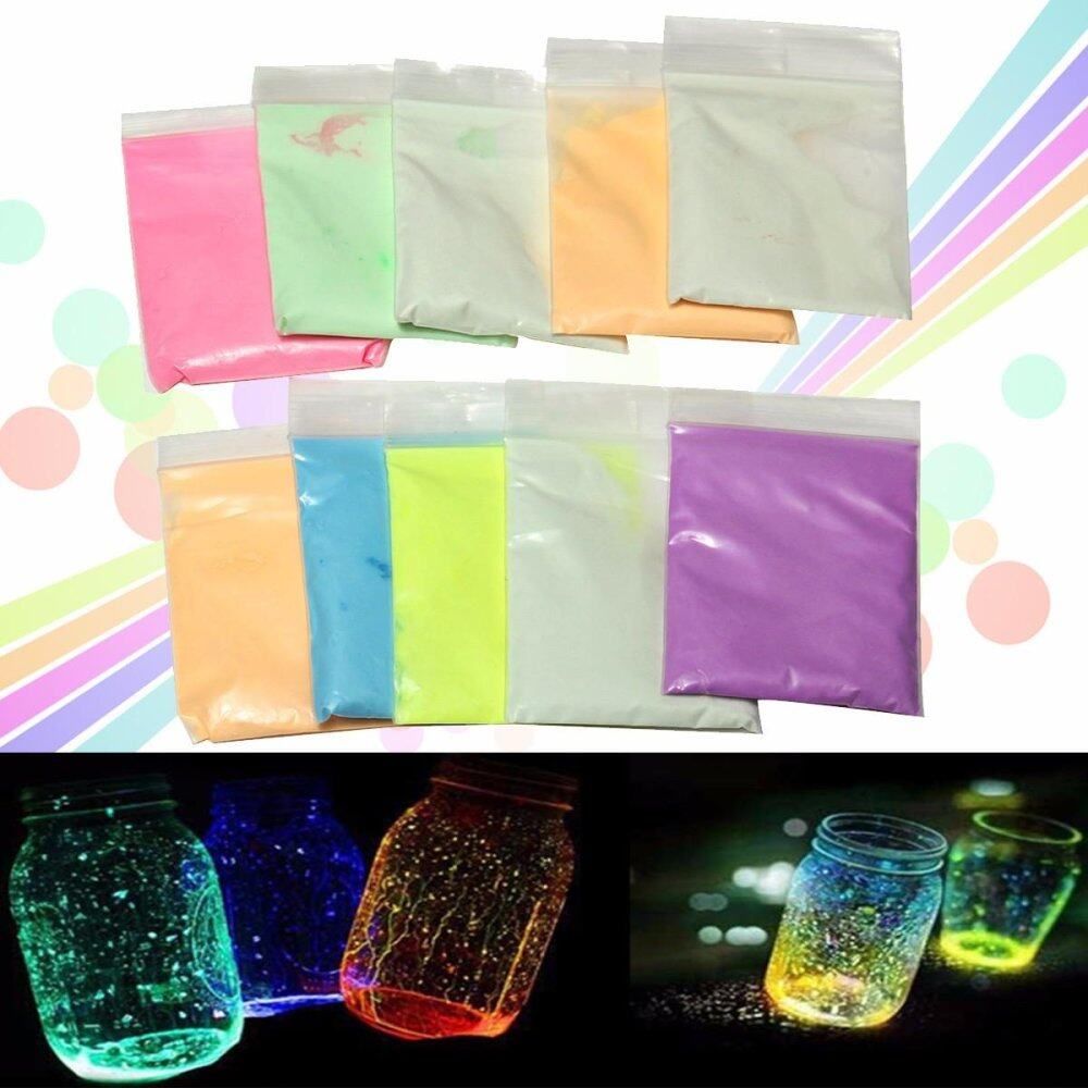 10PCS 10g Random Glow In The Dark Luminous Bright Pigment Graffiti Party