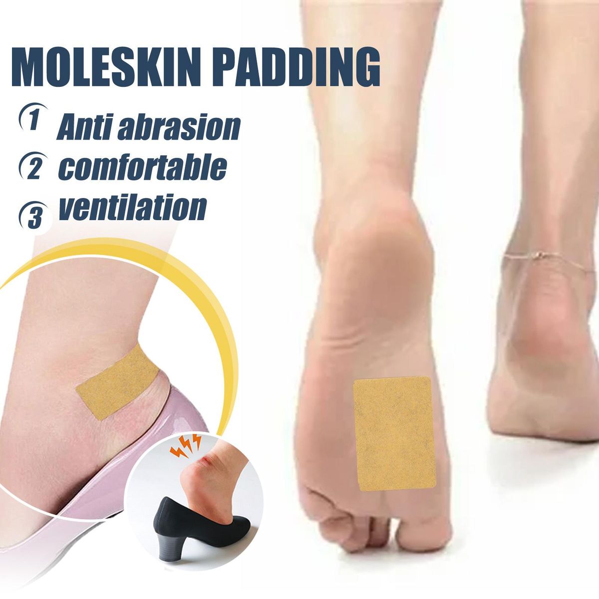 EELHOE 10 Patches Moleskin Heel Protection Patch Adhesive Tape Patches for Feet Toes Heel Care Patches