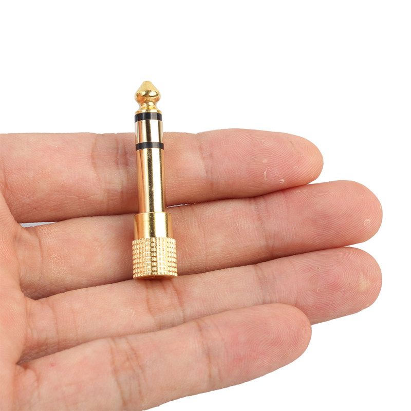 6.35 Male To 3.5 Female Stereo Adapter Terminals-Golden