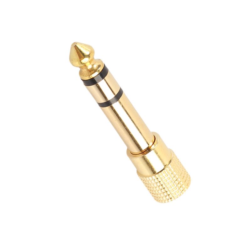 6.35 Male To 3.5 Female Stereo Adapter Terminals-Golden
