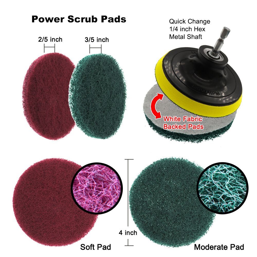 11Pcs Scrubbing Cleaning Kit 4-inch Adhesive Plate Scrub
