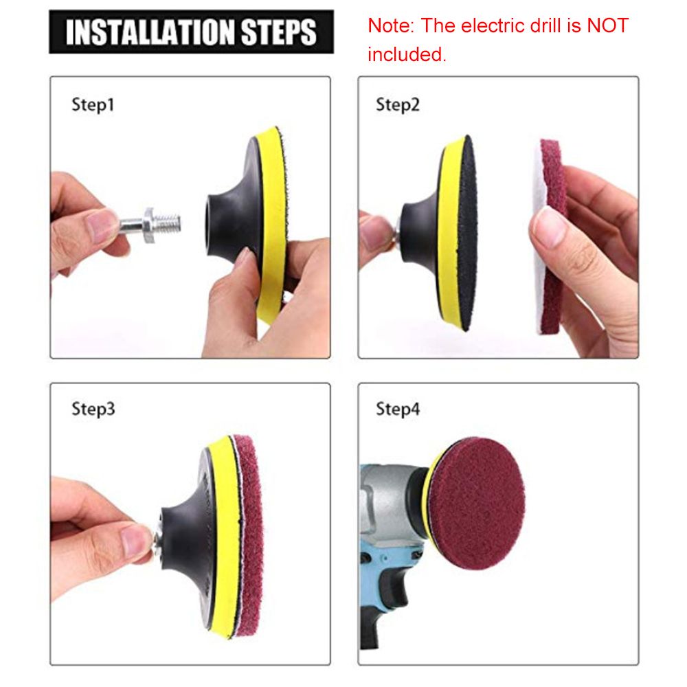 11Pcs Scrubbing Cleaning Kit 4-inch Adhesive Plate Scrub