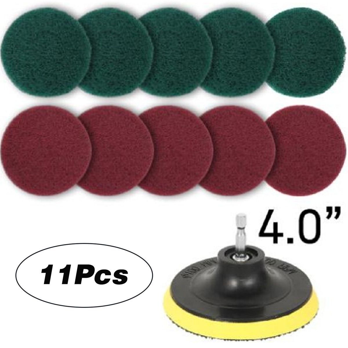 11Pcs Scrubbing Cleaning Kit 4-inch Adhesive Plate Scrub