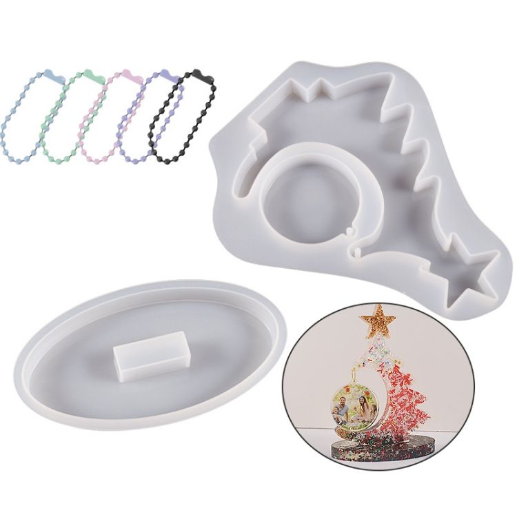 Crystal Epoxy Christmas Mold With 10pcs Colorful Bead Chain