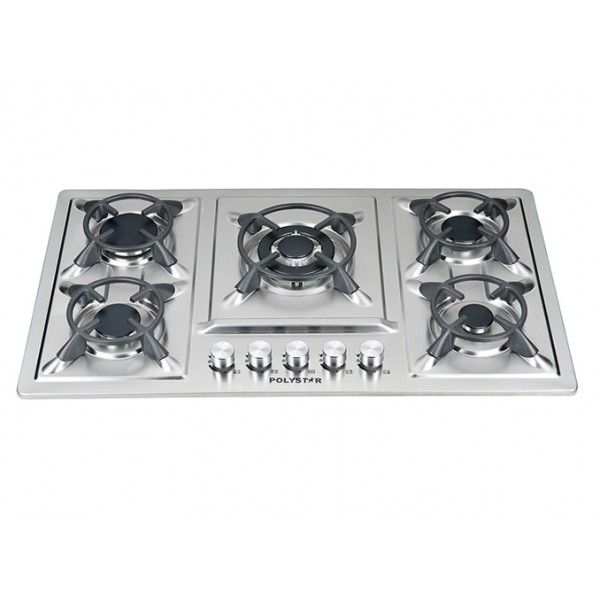 90cm Polystar Built-in Gas Hob 5 All Gas Burner Stainless S