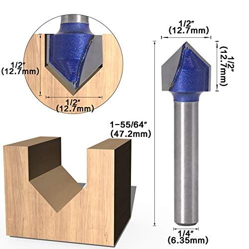 Yakamoz Industrial Grade 14Inch Shank 90 Degree V Groove Rou
