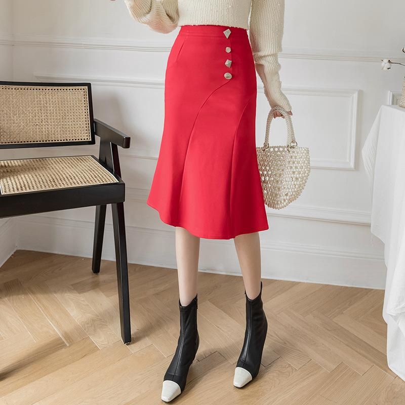 2023 New Shaped Button Sexy Half Skirt One Step Dress Fashion Casual Mid length Professional Wrap