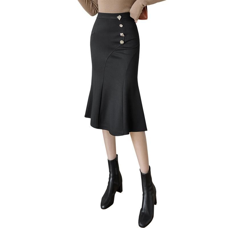 2023 New Shaped Button Sexy Half Skirt One Step Dress Fashion Casual Mid length Professional Wrap