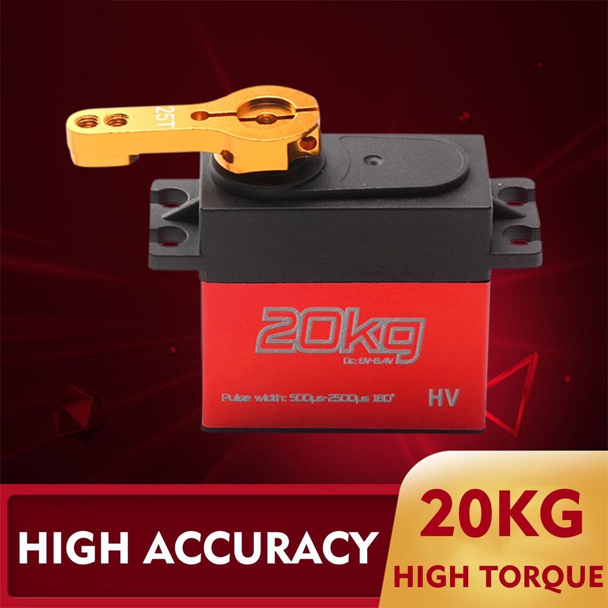 Digital Servo 20kg High Torque 4pcs 180° Stainless Steel Gear Servo for 1/8 1/10 1/12 Scale RC Cars Robot Manipulator with 25T Arm