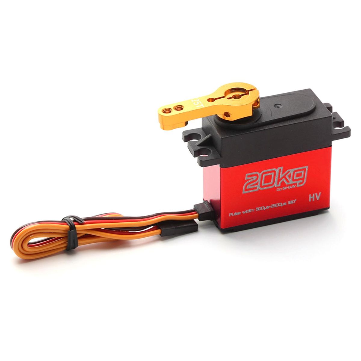 Digital Servo 20kg High Torque 4pcs 180° Stainless Steel Gear Servo for 1/8 1/10 1/12 Scale RC Cars Robot Manipulator with 25T Arm