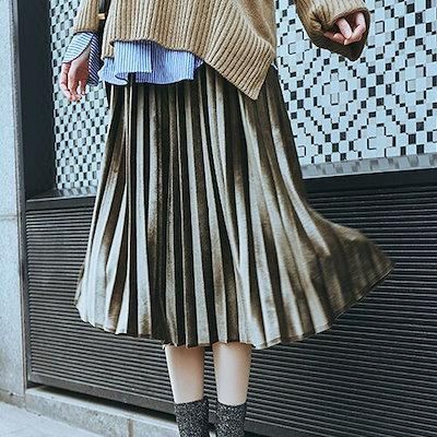 Women's 2022 new autumn and winter velvet skirt women's loose middle length pleated skirt long skirt