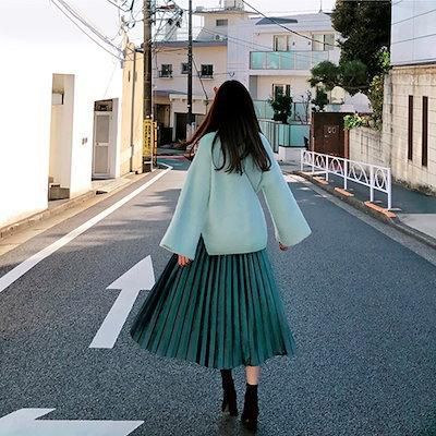Women's 2022 new autumn and winter velvet skirt women's loose middle length pleated skirt long skirt
