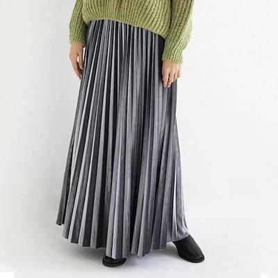 Women's 2022 new autumn and winter velvet skirt women's loose middle length pleated skirt long skirt