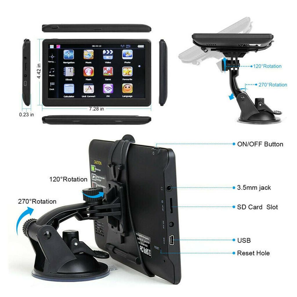 7"inch Touch Screen Car & Truck Nav GPS Navigation 8GB South America
