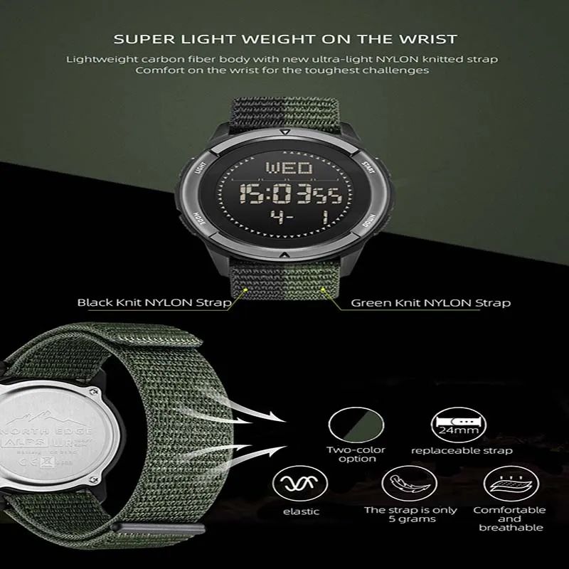 ALPS Men's Digital Watch Compass Waterproof