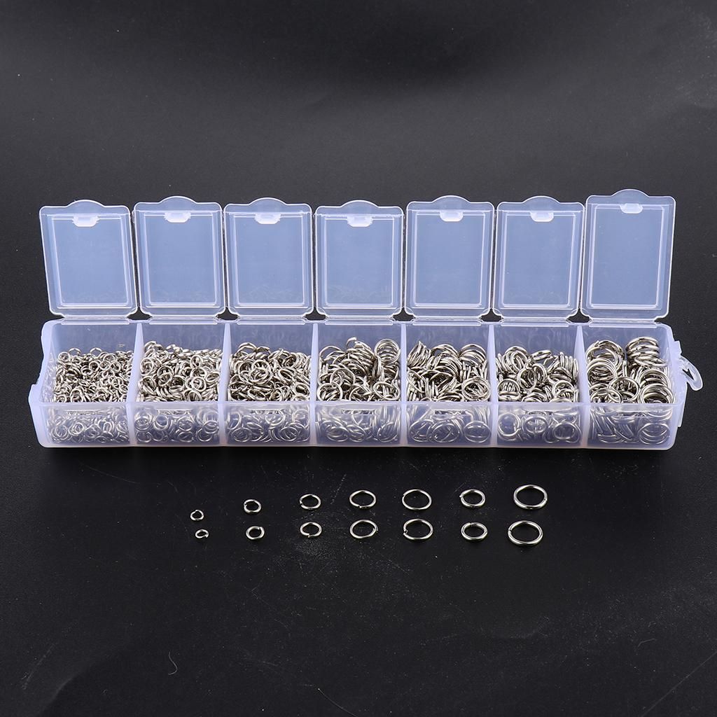 1500 Pieces Spring Rings Split Rings Jump Rings Key Rings DIY Silver