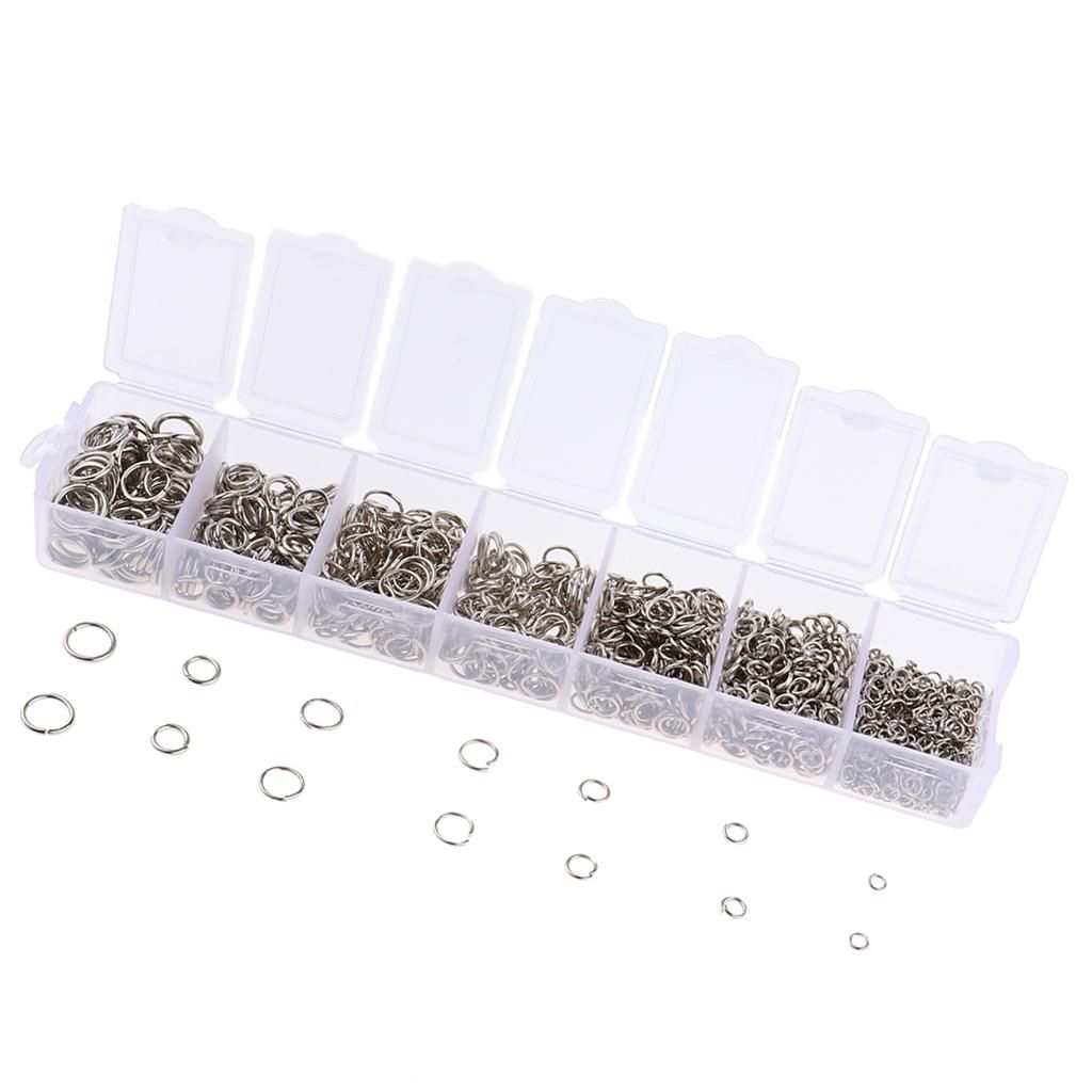 1500 Pieces Spring Rings Split Rings Jump Rings Key Rings DIY Silver