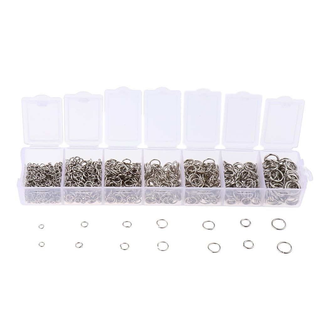 1500 Pieces Spring Rings Split Rings Jump Rings Key Rings DIY Silver