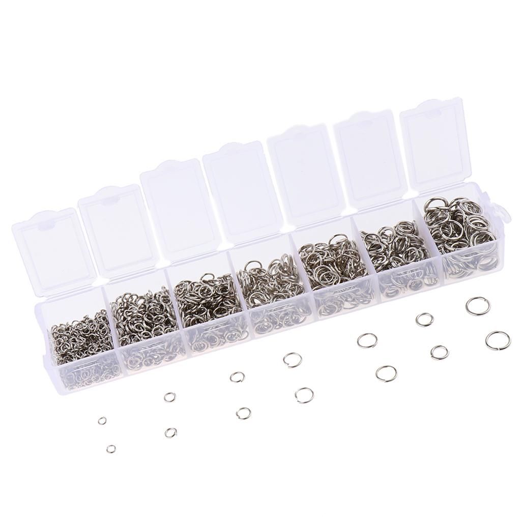 1500 Pieces Spring Rings Split Rings Jump Rings Key Rings DIY Silver