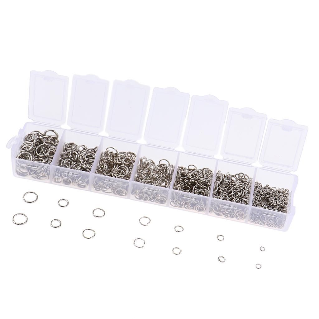 1500 Pieces Spring Rings Split Rings Jump Rings Key Rings DIY Silver