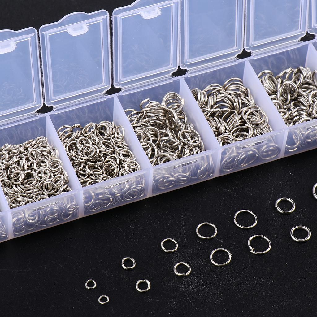 1500 Pieces Spring Rings Split Rings Jump Rings Key Rings DIY Silver