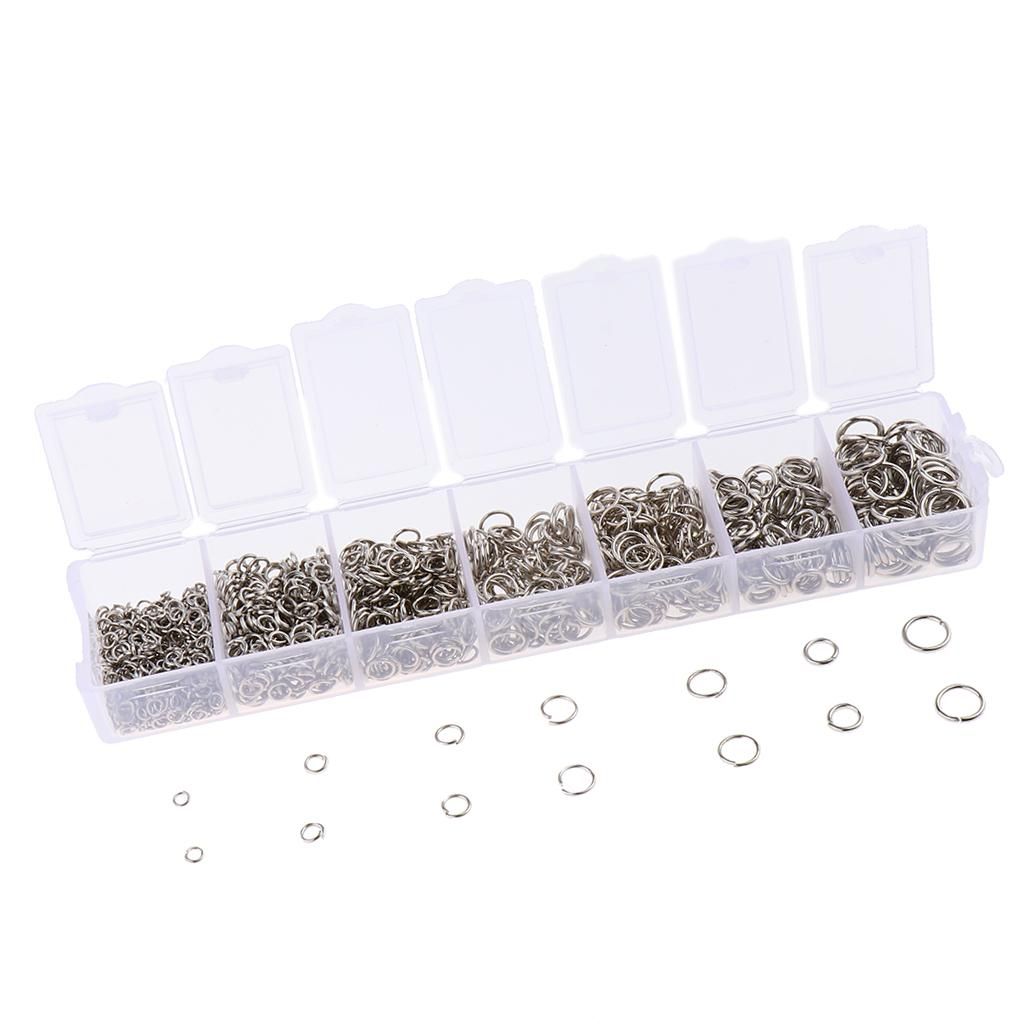 1500 Pieces Spring Rings Split Rings Jump Rings Key Rings DIY Silver