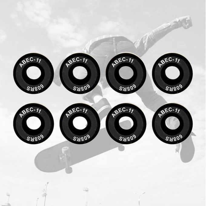 8Pcs Skateboard Bearing ABEC-11 Longboard Ball Bearings Spinners Black