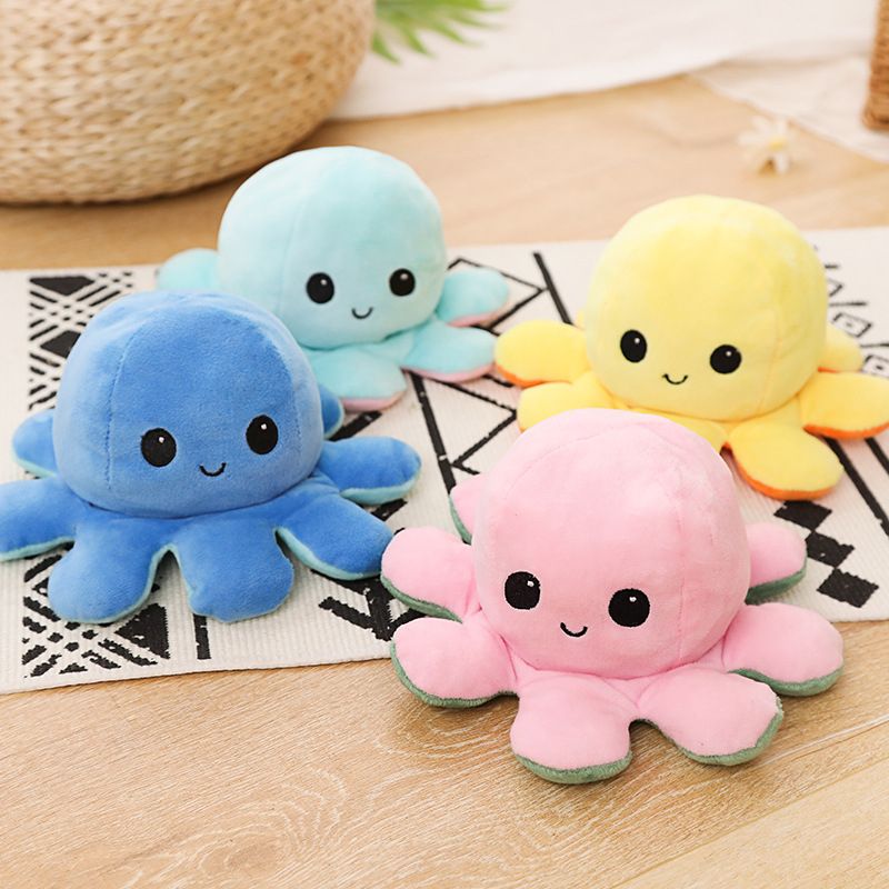Reversible Plush Octopus Double-Sided Flip Blue&Purple