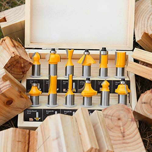 TOOLDO Router Bits 12 Pcs Set 12 Pieces 12 Shank Beginner Ro