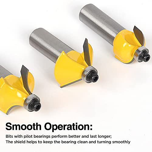 TOOLDO Router Bits 12 Pcs Set 12 Pieces 12 Shank Beginner Ro