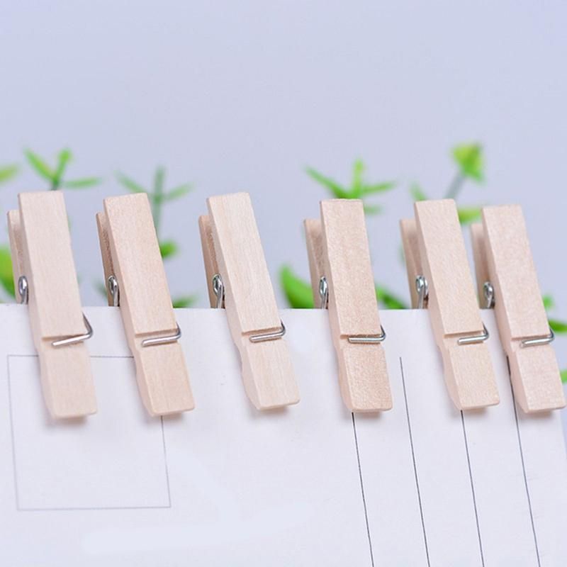 50Pcs Wooden Mini Unpainted Note Photo Clip Peg Clothespin