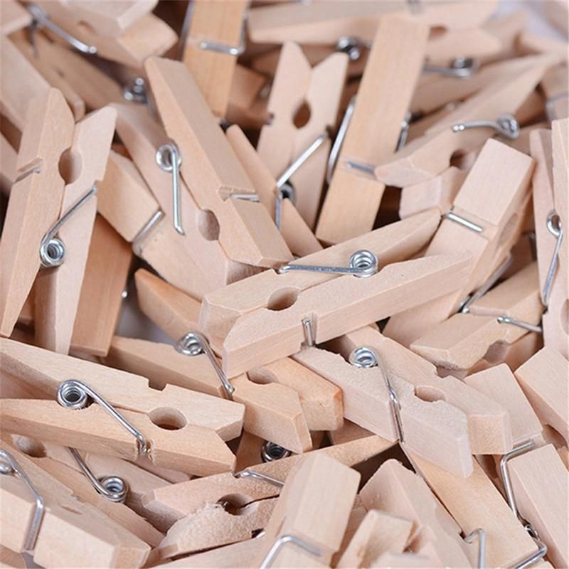 50Pcs Wooden Mini Unpainted Note Photo Clip Peg Clothespin