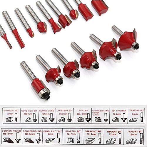 ASNOMY Tungsten Carbide Router Bit Set  15 Piece Router Set