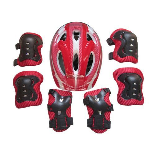 7Pcs/set Kids Boy Girl Safety Helmet Knee Elbow Pad Sets Children Cycling Skate Bicycle Helmet Protection Safety Guard(#2 Striped Blue)