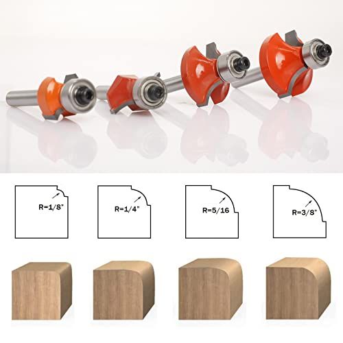 Roundover Router Bit Set 14 Shank By Sinoprotools 4pcs Route