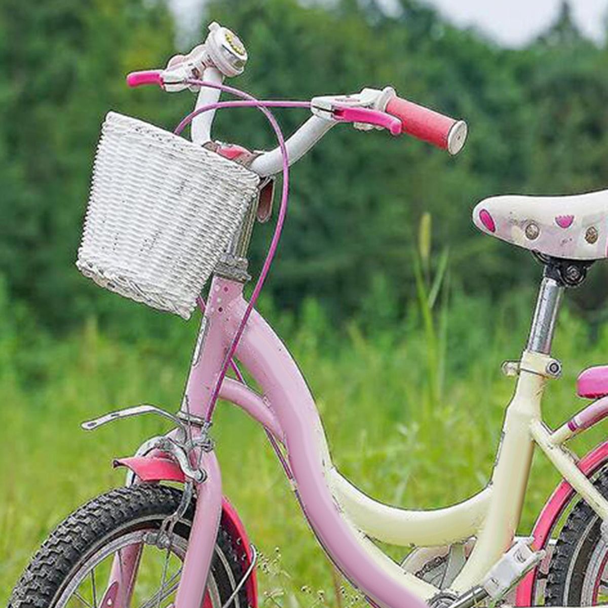 Wicker Kids Bike Basket Portable Cycling Basket For Children White