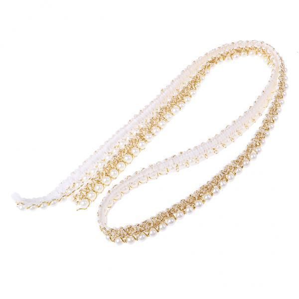 2x 1 Yard 0.59 Inch Artificial Pearl Fringe  Ribbon