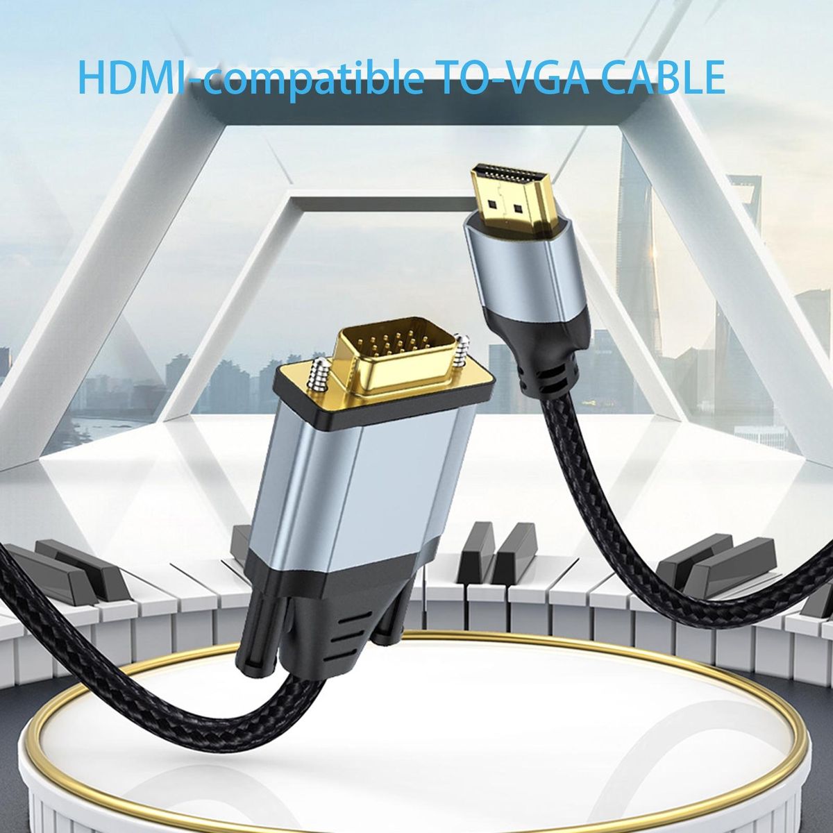 Video Converter Cable HDMI-compatible to VGA TV Video Adapter Cord
