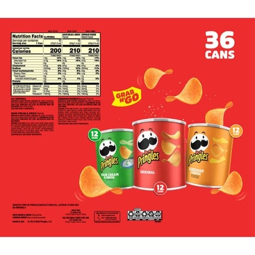 Pringles Grab And Go Potato Crisps Variety Pack -49.2 Ounce -36Pieces