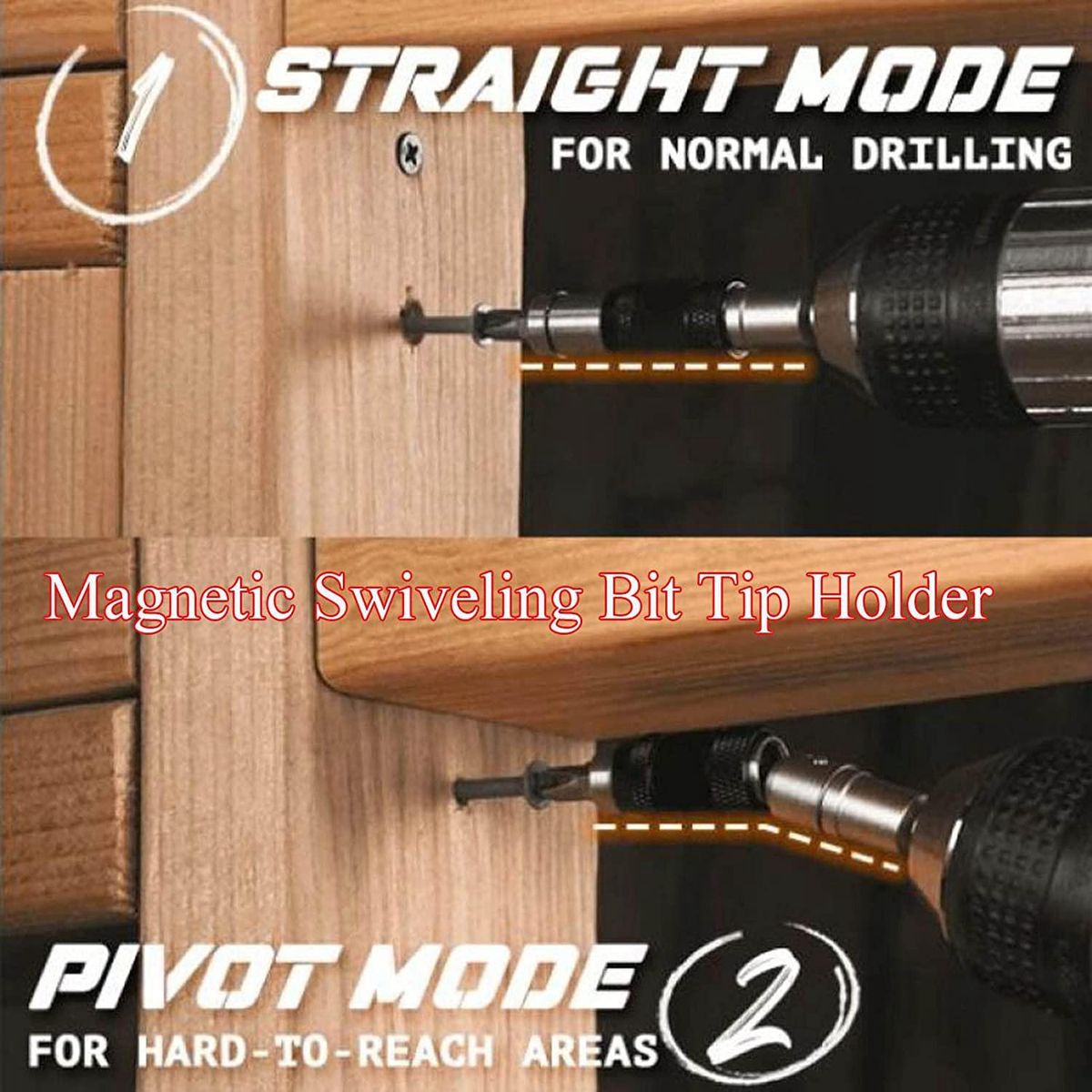 4PCS Magnetic Drill Head Bracket Magnetic Pivot Drill Head BracketBent 0-20° and the Rod Head Rotated 360 °