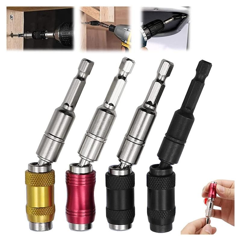 4PCS Magnetic Drill Head Bracket Magnetic Pivot Drill Head BracketBent 0-20° and the Rod Head Rotated 360 °