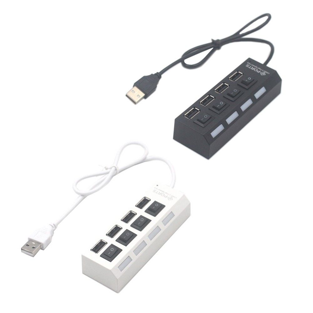 4-Port USB 2.0 Hub With Individual LED Lit Power Switches