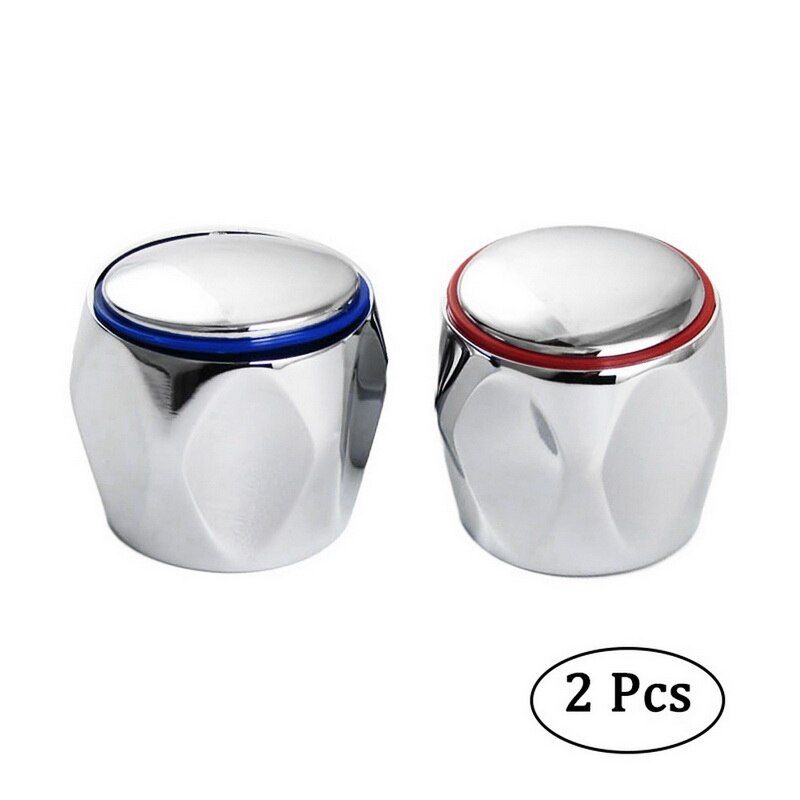 Hot Cold Faucet Tap Handle Knob Universal Replacement Handle Silver Tone Red+Blue 2Pcs/Set Faucet Handle Bathroom Accessories